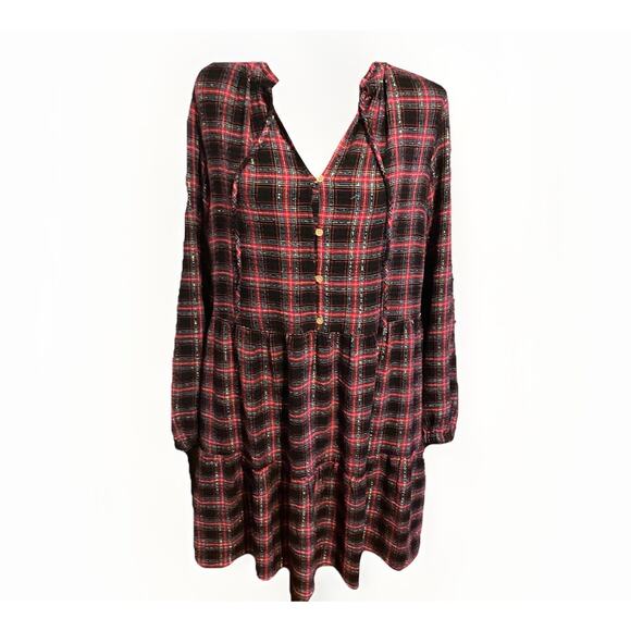 Loft Shimmer Plaid Tiered Dress - Picture 2 of 16